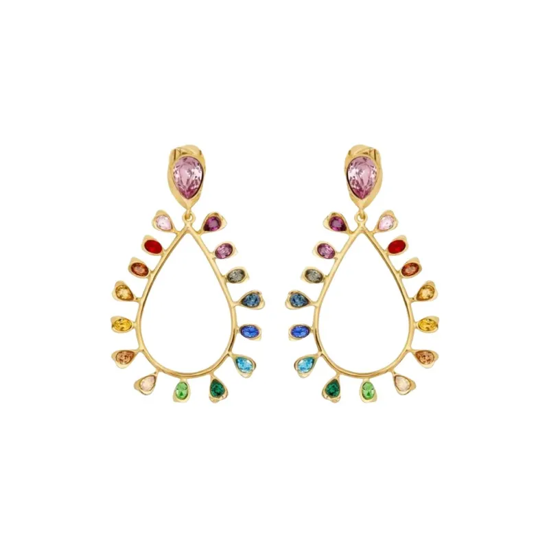 Oscar De La Renta Multi Colored Crystal Drop Earrings-0