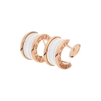 BVLGARI 18K Rose Gold Earrings Women's White