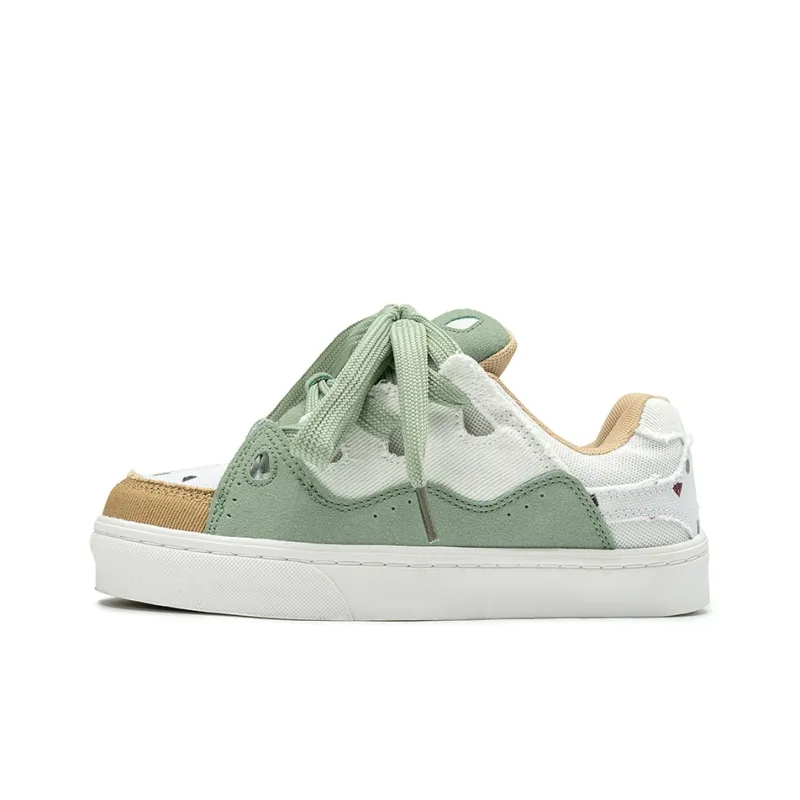 BEIER Slip-Resistant Lightweight Breathable Low-Top Skateboard Shoes Unisex Mustard Green-1