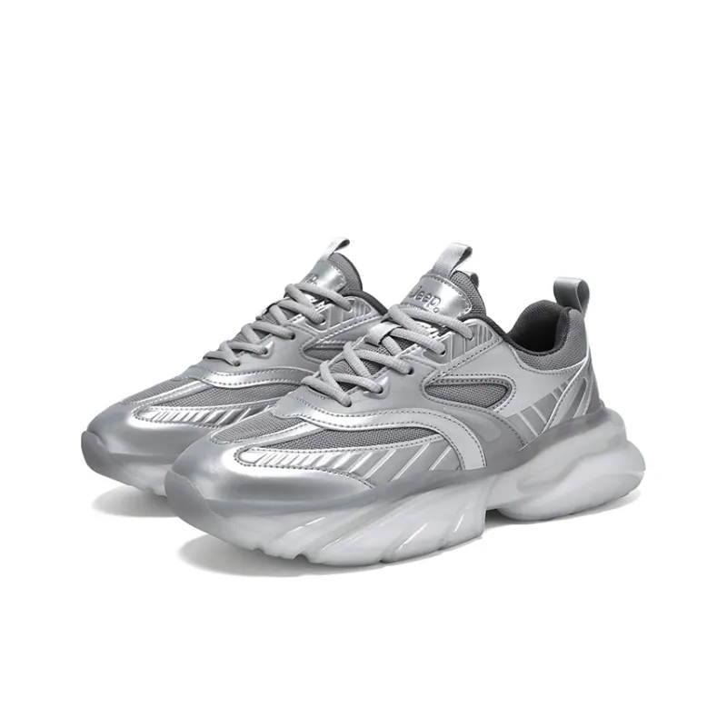 Jeep Slip Resistant, Abrasion Resistant, Breathable, Height Increasing Low Top Chunky Sneakers Men's Gray-1