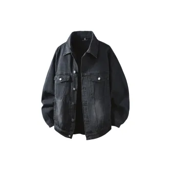 A.X.S.K Denim Jacket Unisex Distressed White Black