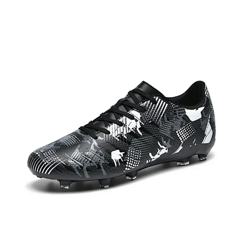 Hicellon AG Rubber Short Studs Soft Ground Natural Ground Slip-Resistant Coverage Soccer Shoes Unisex Black White-1