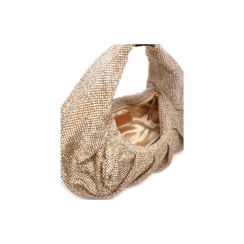 BENEDETTA BRUZZICHES Aluminum Mesh Hobo Handbag Women's Pink Gold-3