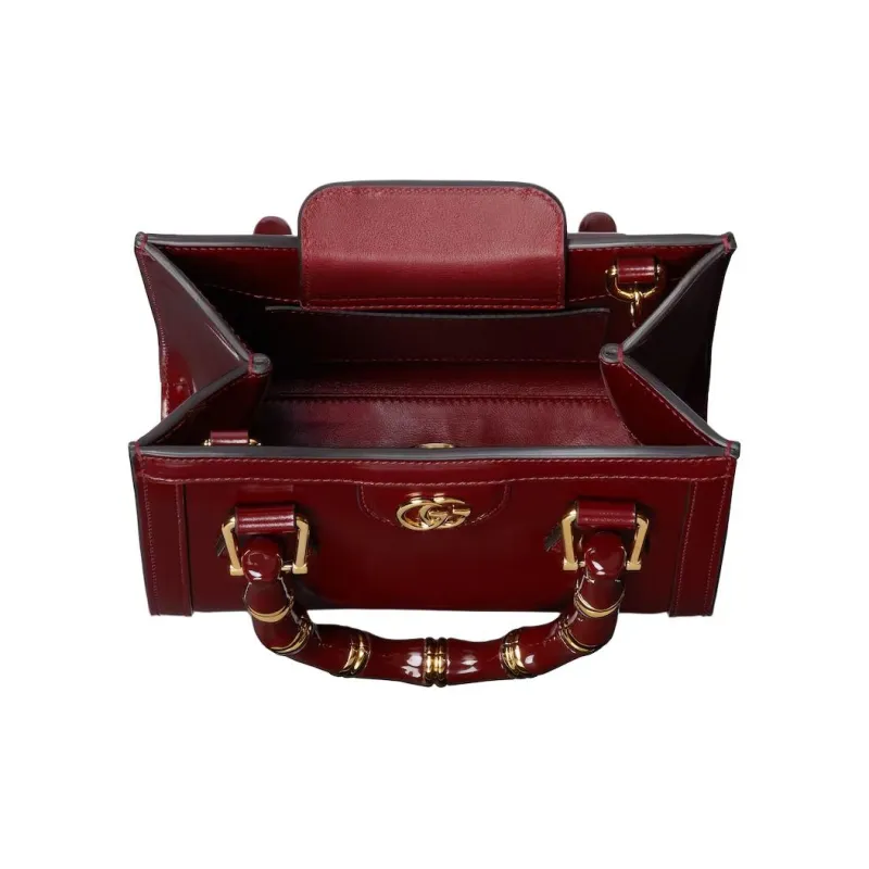 GUCCI Diana Leather Handbag Mini Women's Red-3