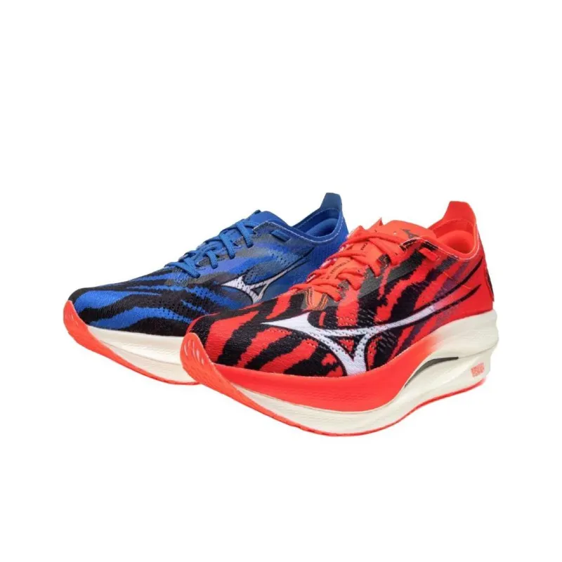 Mizuno WAVE REBELLION PRO Anti Slip Wear Resistant Low Top Running Shoes Unisex Red Blue-2