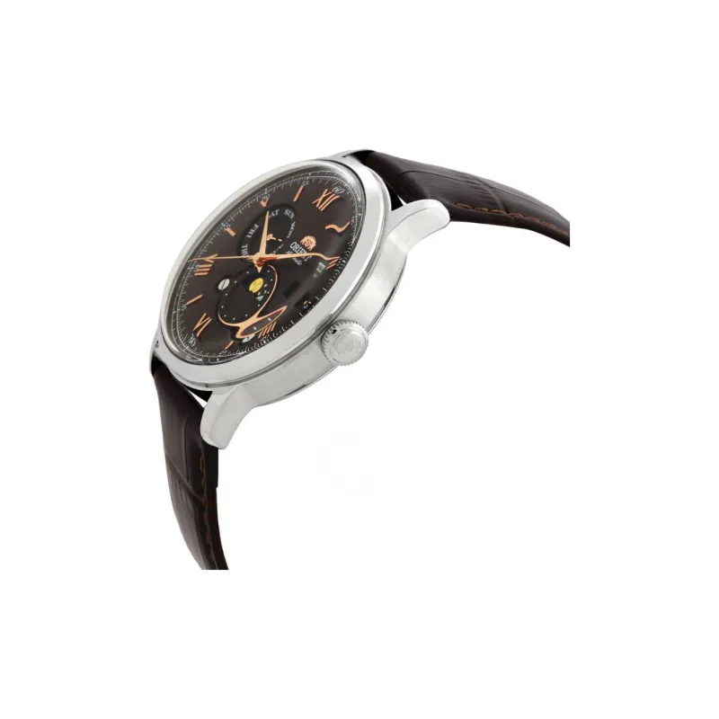 ORIENT Bambino Collection Automatic Mechanical Movement Leather Strap Watch 41mm Men's Watches Black Dial-1