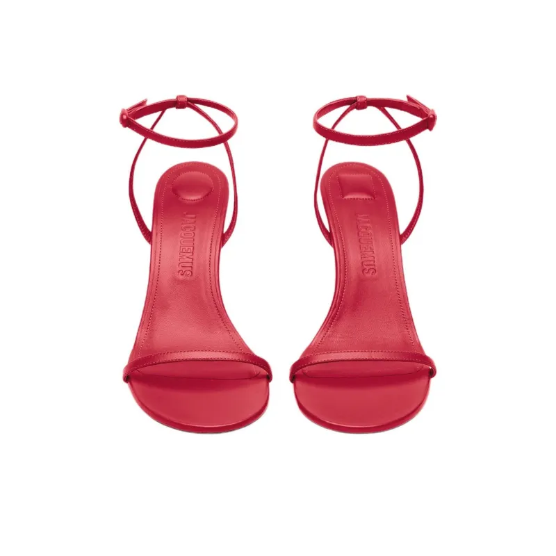 Jacquemus Bisou Strap Sandals 9cm Women's Red-4