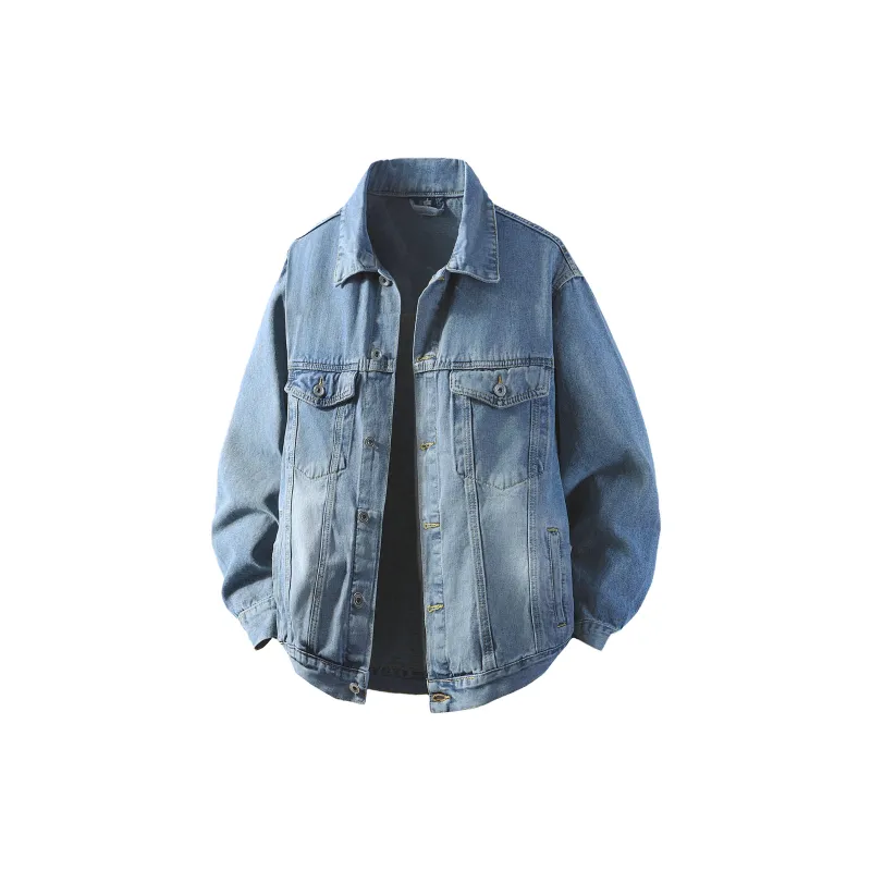 A.X.S.K Denim Jacket Unisex Distressed White Black-3