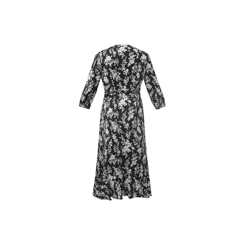 GOELIA Long Sleeved Dress Women's Black Base Ecru-1