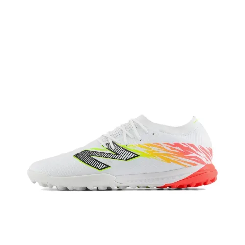 New Balance TF Rubber Broken Studs Anti-Slip Wear-Resistant Soccer Shoes Unisex White Red 2E-Width