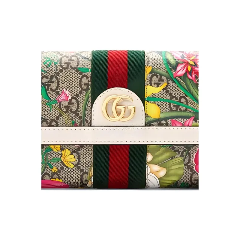 GUCCI Ophidia Canvas With Leather Wallet Women's White/Beige-4
