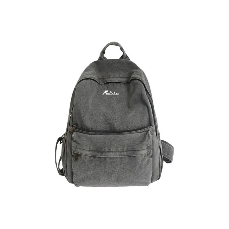 Mulinsen Denim Backpack Laptop Bag Regular Unisex Dark Gray/Light Blue-0