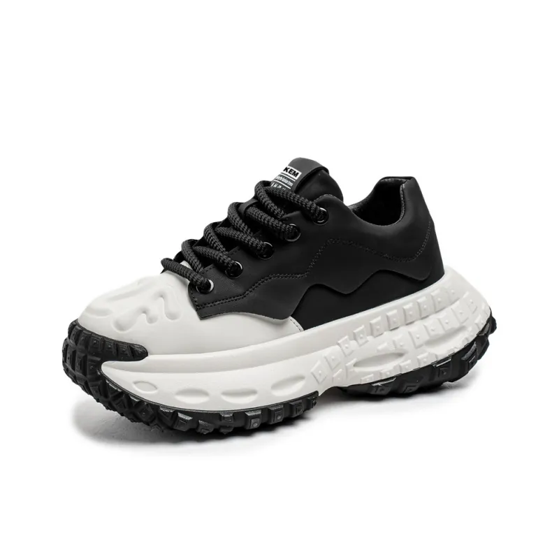 JKEM Cushioning Height Increasing Wear Resistant Slip Resistant Low Top Chunky Sneakers Men's-1