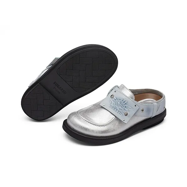 SUGARSU Abrasion Resistant Slip Resistant Closed Toe Slippers Unisex Silver-4