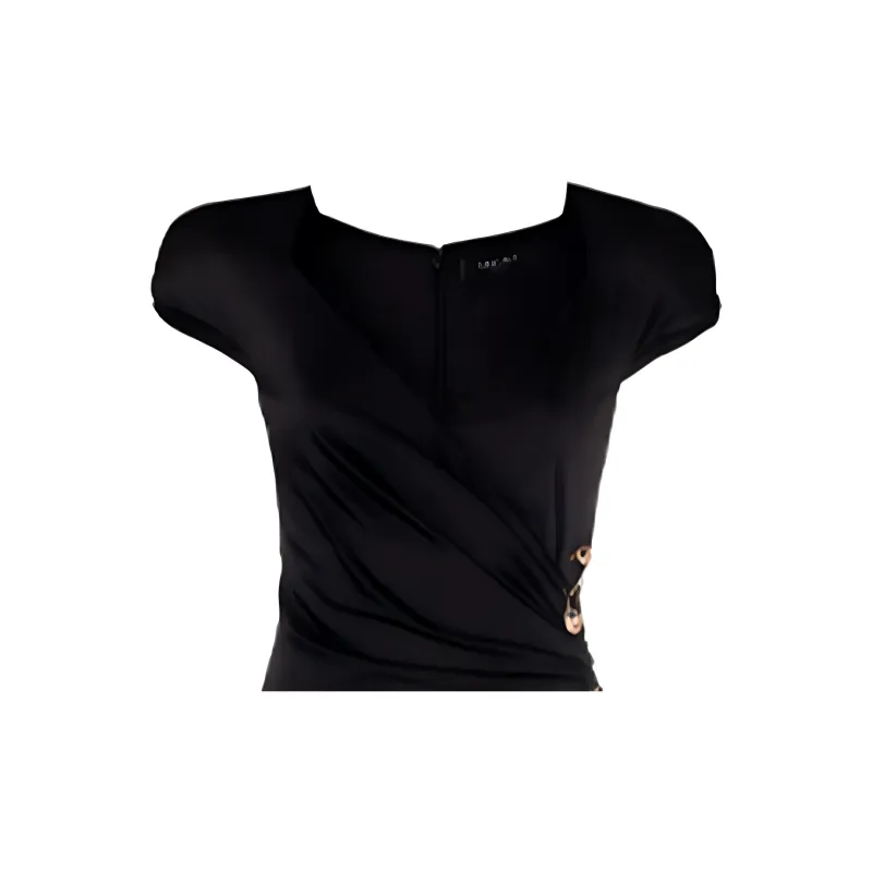 VERSACE Short Sleeved Dresses Women's Black-4