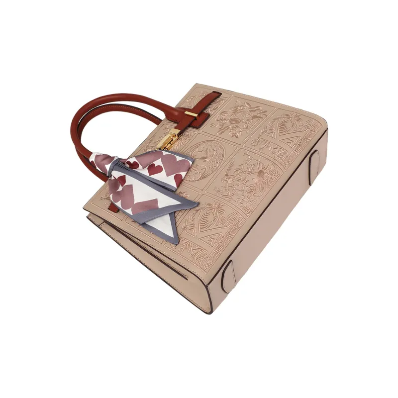 COMELY Cow Leather Handbag, Shoulder Bag, Crossbody Bag Regular Women's Beige Apricot-5