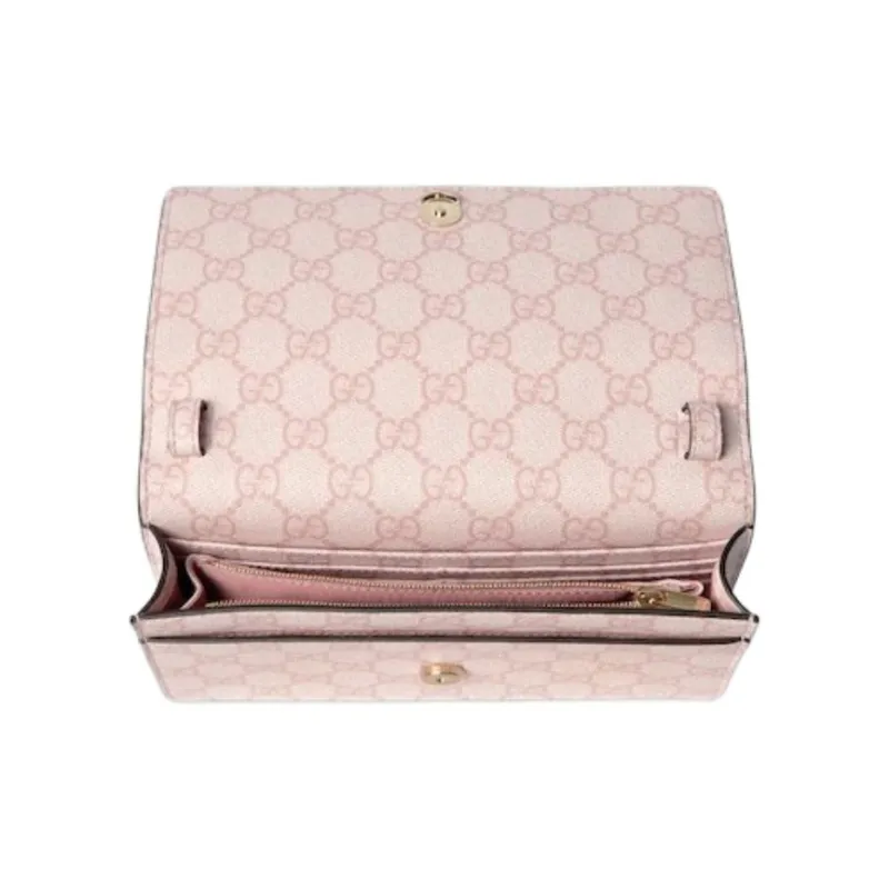GUCCI Smooth Leather Shoulder Bag Women's Light Pink-4