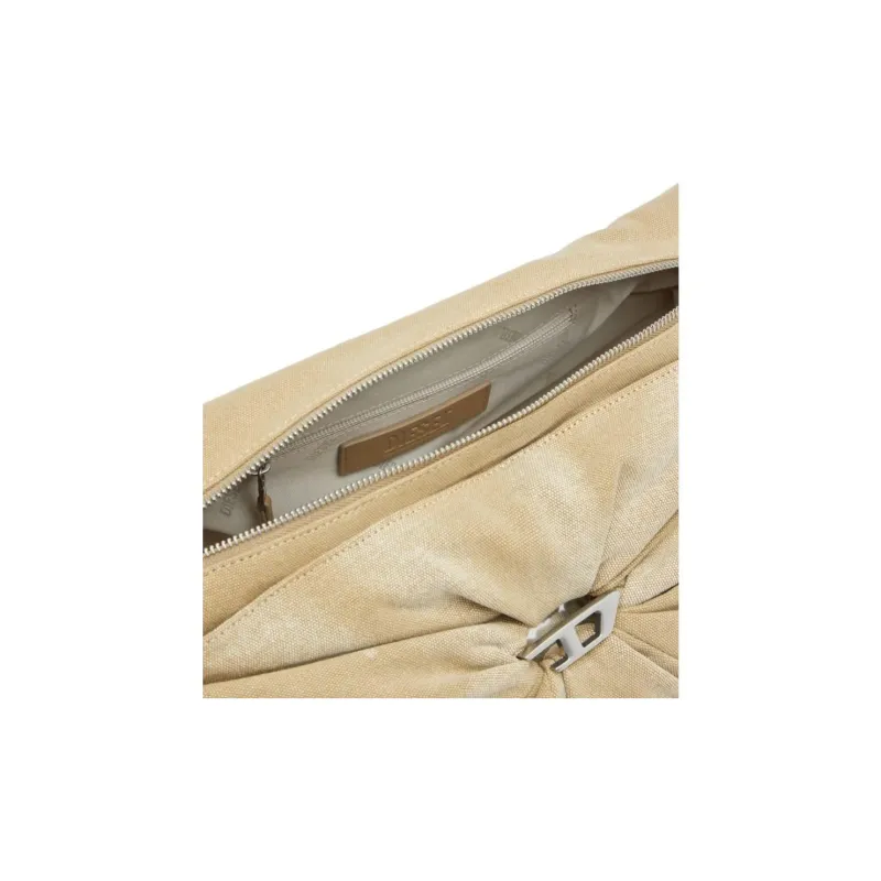 DIESEL Cotton Shoulder Bag Crossbody Bag Large Size Women's Light Beige-3