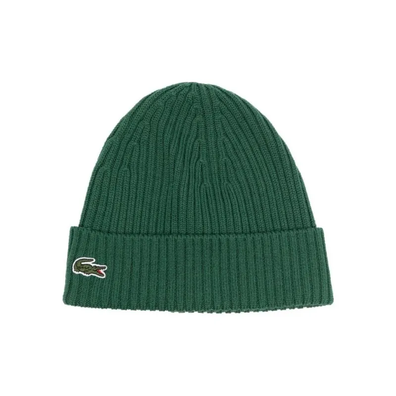 LACOSTE Logo-Embroidered Ribbed Beanie-1
