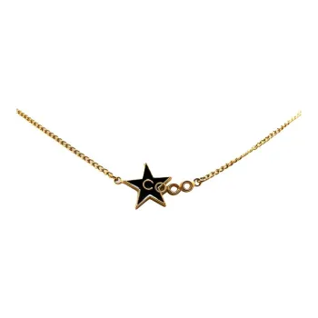 CHANEL 2001 Gold Plated And Enamel Coco Star Necklace Costume Necklace