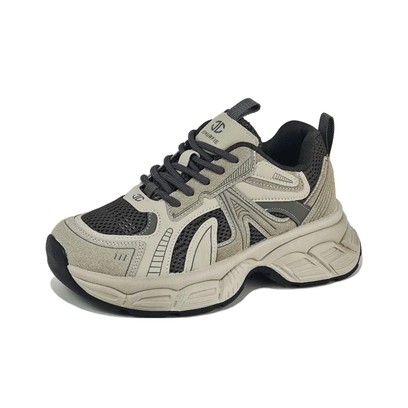 JEHURFIE Slip-Resistant Breathable Moisture-Wicking Lightweight Height-Increasing Low-Top Chunky Sneakers Women's-3