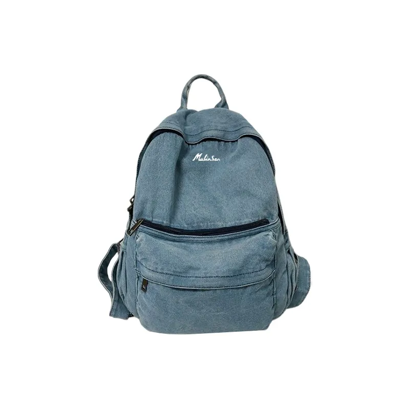 Mulinsen Denim Backpack Laptop Bag Regular Unisex Dark Gray/Light Blue-2