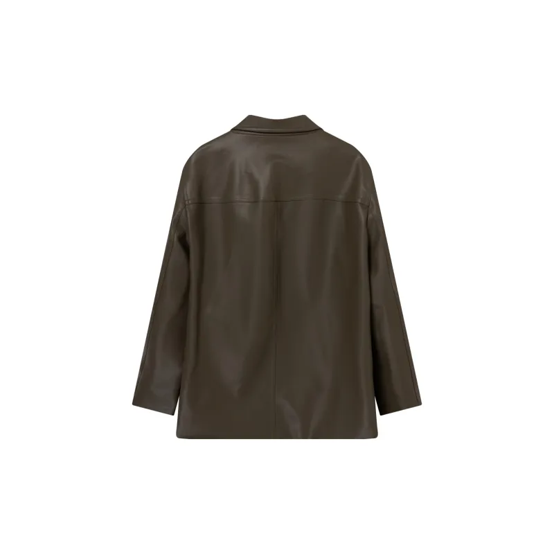 E.land Leather Jacket Women's Army Green-1