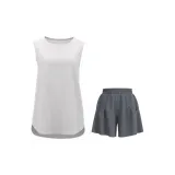 White Sleeveless+Limestone Color Shorts