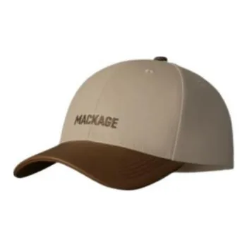 MACKAGE Cotton Canvas Leather Baseball Caps Unisex Brown