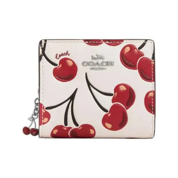 COACH Leather Wallet Mini Women's White
