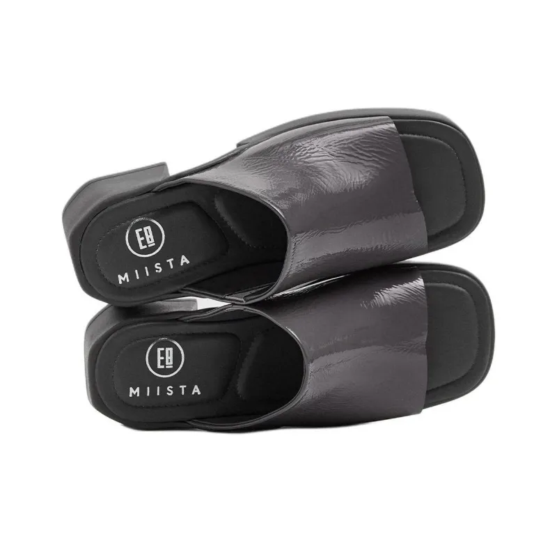 MIISTA Slide Slippers 6cm Women's Dark Gray-2