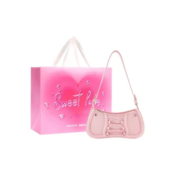 ONE TIME Synthetic Leather Shoulder Bag Small Size Women's Metallic Silver/Cherry Blossom Pink