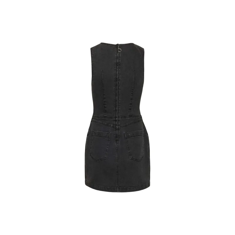 ARITZIA Denim Forum The Shift Denim Dress Sleeveless Dress Women's BLACK/Black-1