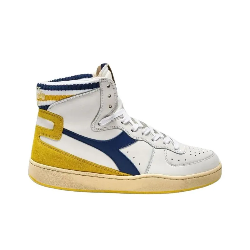 Diadora Mi Basket Anti Slip Wear Resistant High Top Skateboard Shoes Men's White Blue-1