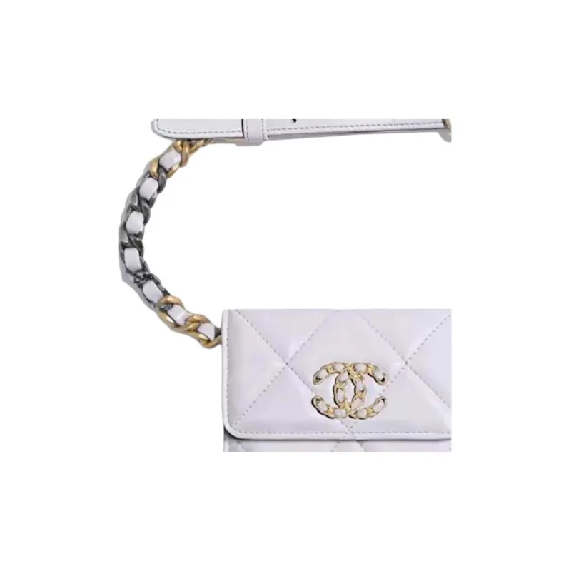 CHANEL 19Bag Sheepskin Fanny Pack Coin Purse Wallet Women's Light Purple-1