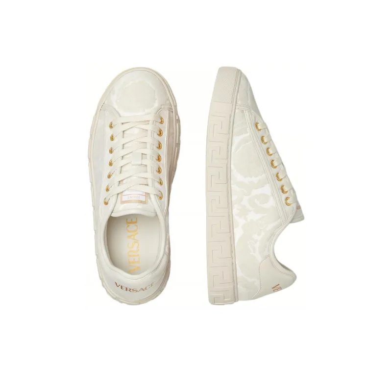 FANSIZHE Barocco Greca Low Top Skateboard Shoes Women's White-3