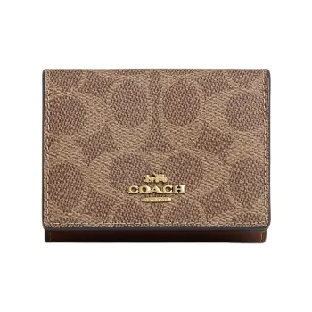 COACH Coated Canvas With Leather Wallet Trumpets Women's Tan & Brown