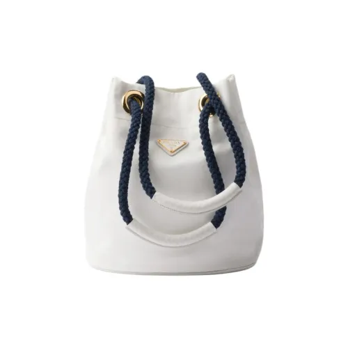PRADA Re-Nylon Polyamide Bucket Bags Handbags Shoulder Bags Small Size Women's White & Blue
