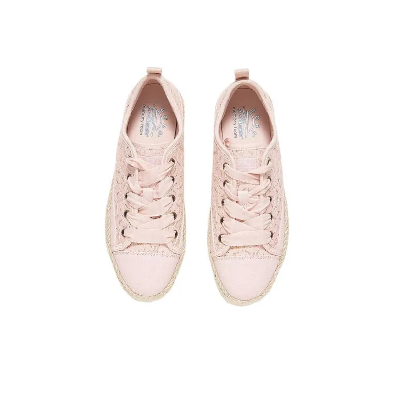 Skechers Bob's Anti-Slip Wear-Resistant Low-Top Canvas Shoes Women's Pink-3