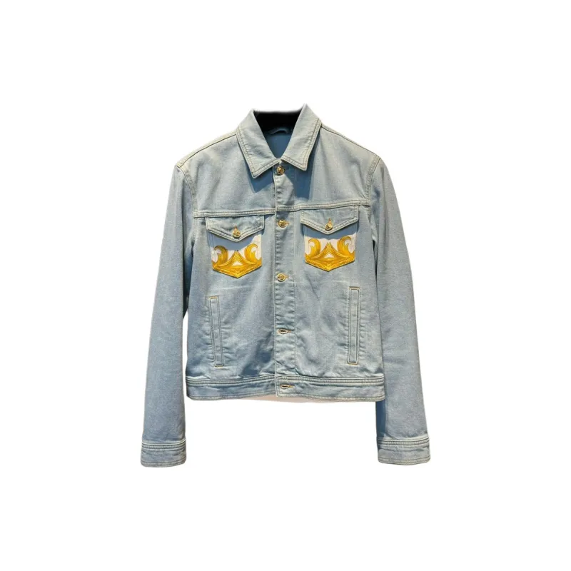 VERSACE Blouson Denim Light Stone Wash Jacket-0