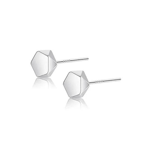 GUDUD 999 Fine Silver Needle Stud Earrings Men's-5