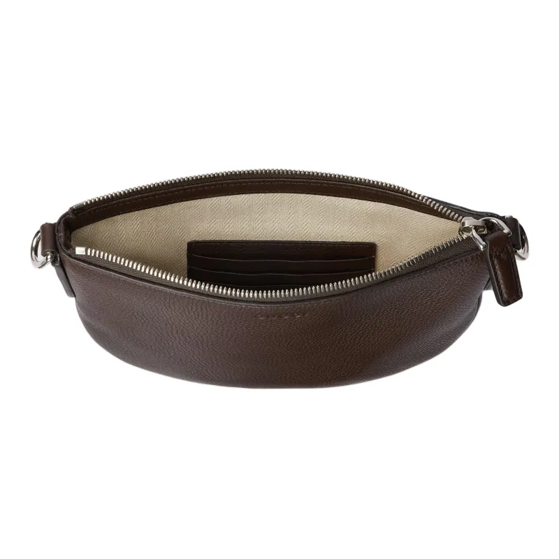 GUCCI Leather Shoulder Bag Mini Men's Dark Brown-4