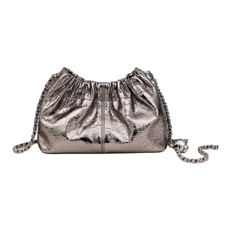 MILLIE'S Cow Leather Patchwork Synthetic Leather Shoulder Bag Women's Gunmetal-5