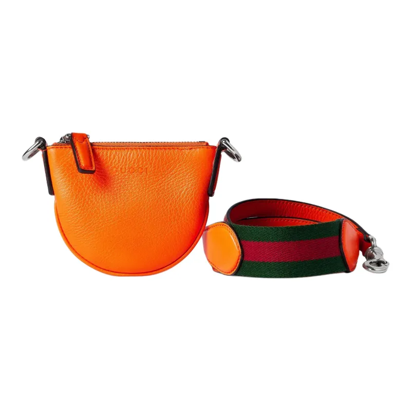 GUCCI Leather Crossbody Bag, Shoulder Bag Extra Mini Unisex Orange-1