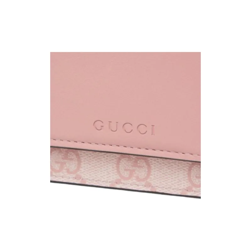 GUCCI Smooth Leather Shoulder Bag Women's Light Pink-6
