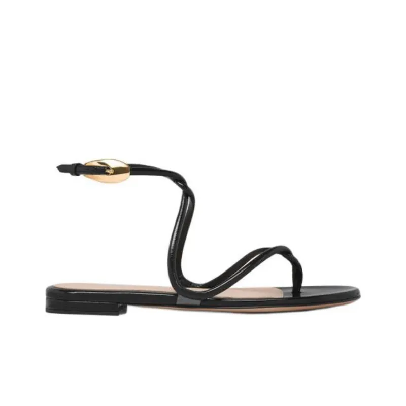 GIANVITO ROSSI Black Mamba One Strap Sandals Women's Black-1