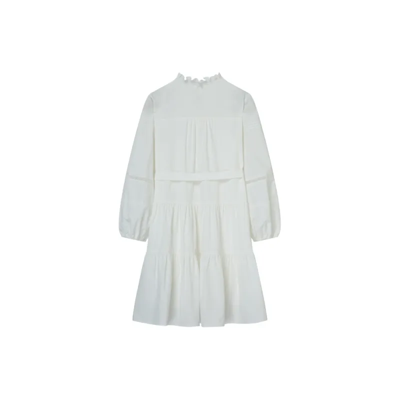 E.land Long Sleeved Dress Women's Ivory White-1