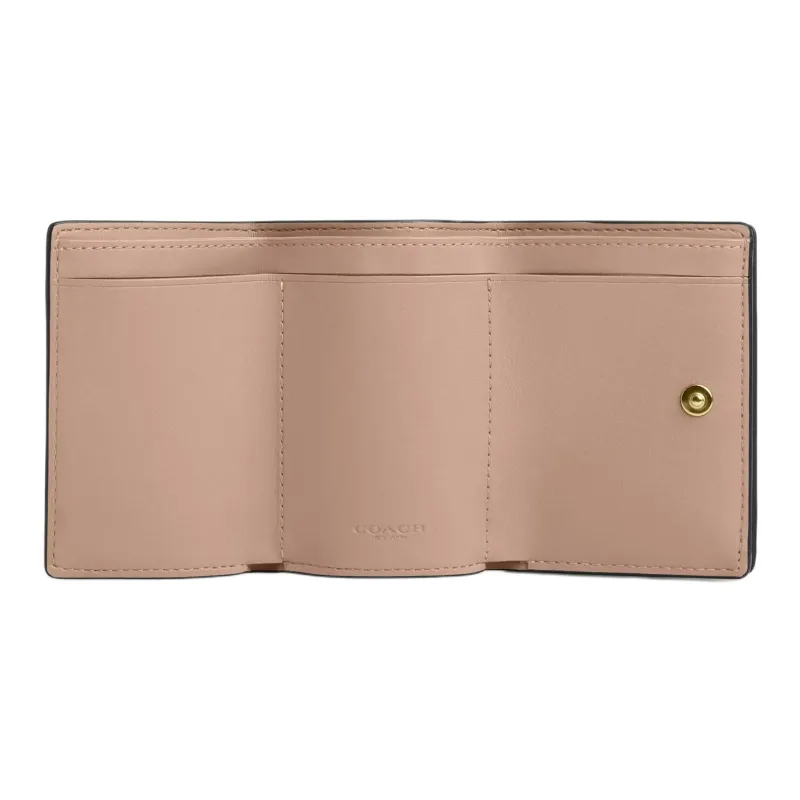 COACH Trifold Wallet Leather Wallet Trumpets Women's Silver-1