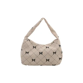 AOSONG Flannelette Shoulder Bag Unisex Ecru/Gray