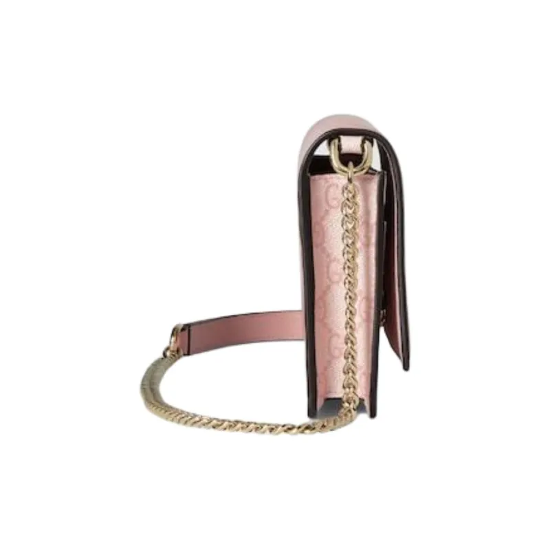 GUCCI Smooth Leather Shoulder Bag Women's Light Pink-3
